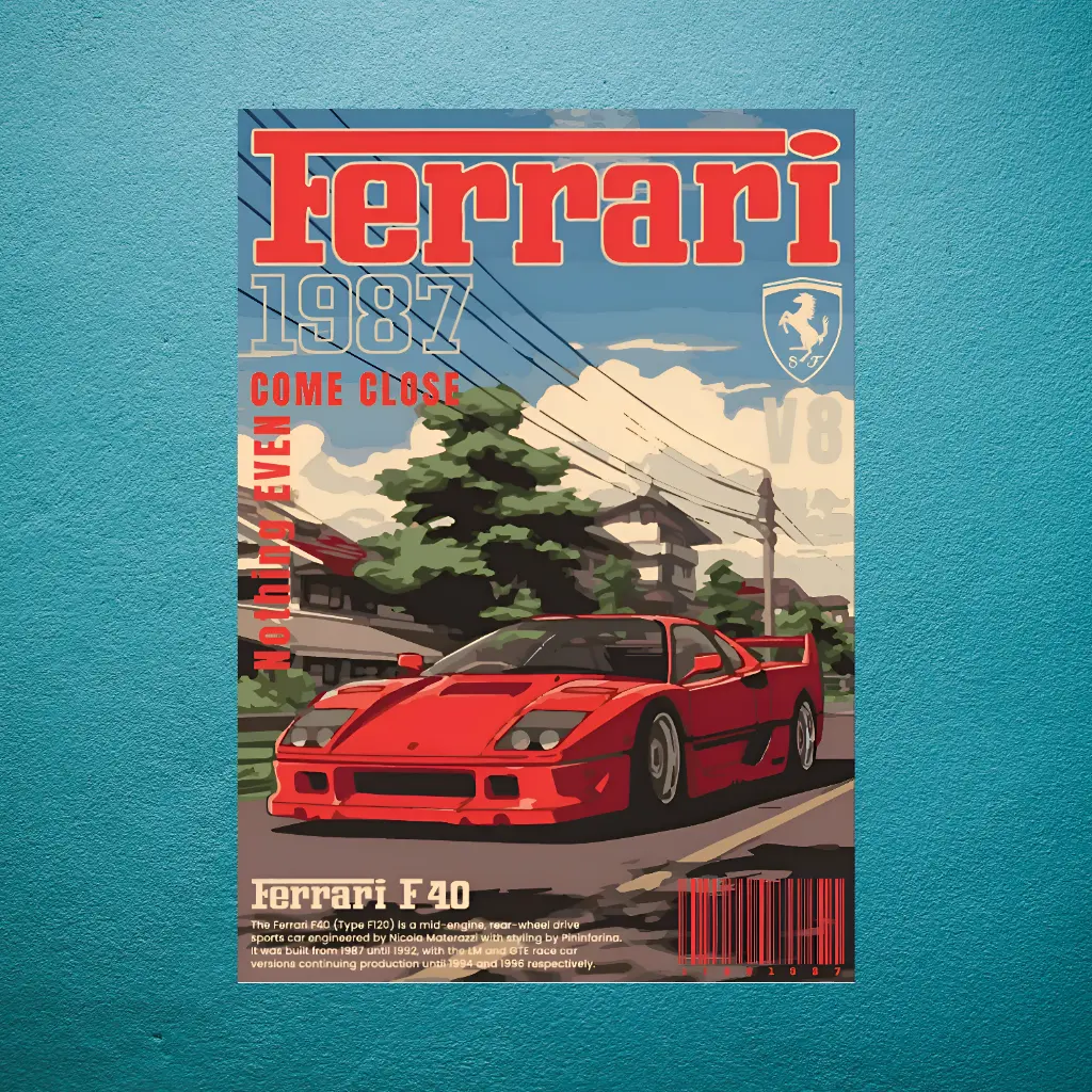 Ferrari F40 Vintage Poster|| CARS || #38